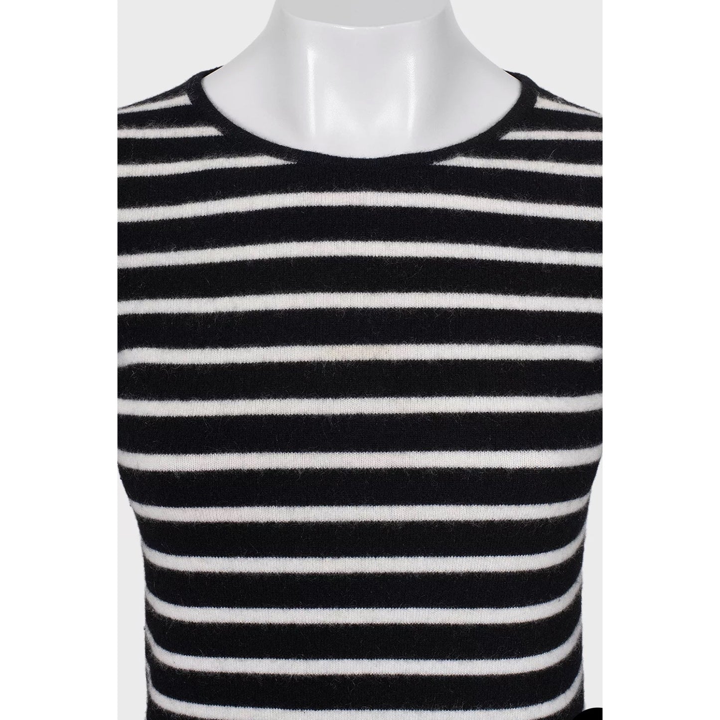 Chanel Striped Short-Pile Knit Sweater - Size S pre-owned