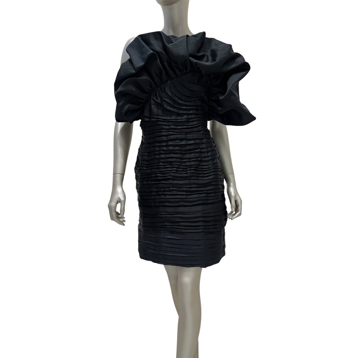 Magda Butrym Black Ruffled One-Shoulder Mini Dress Sz.38 Pre-owned