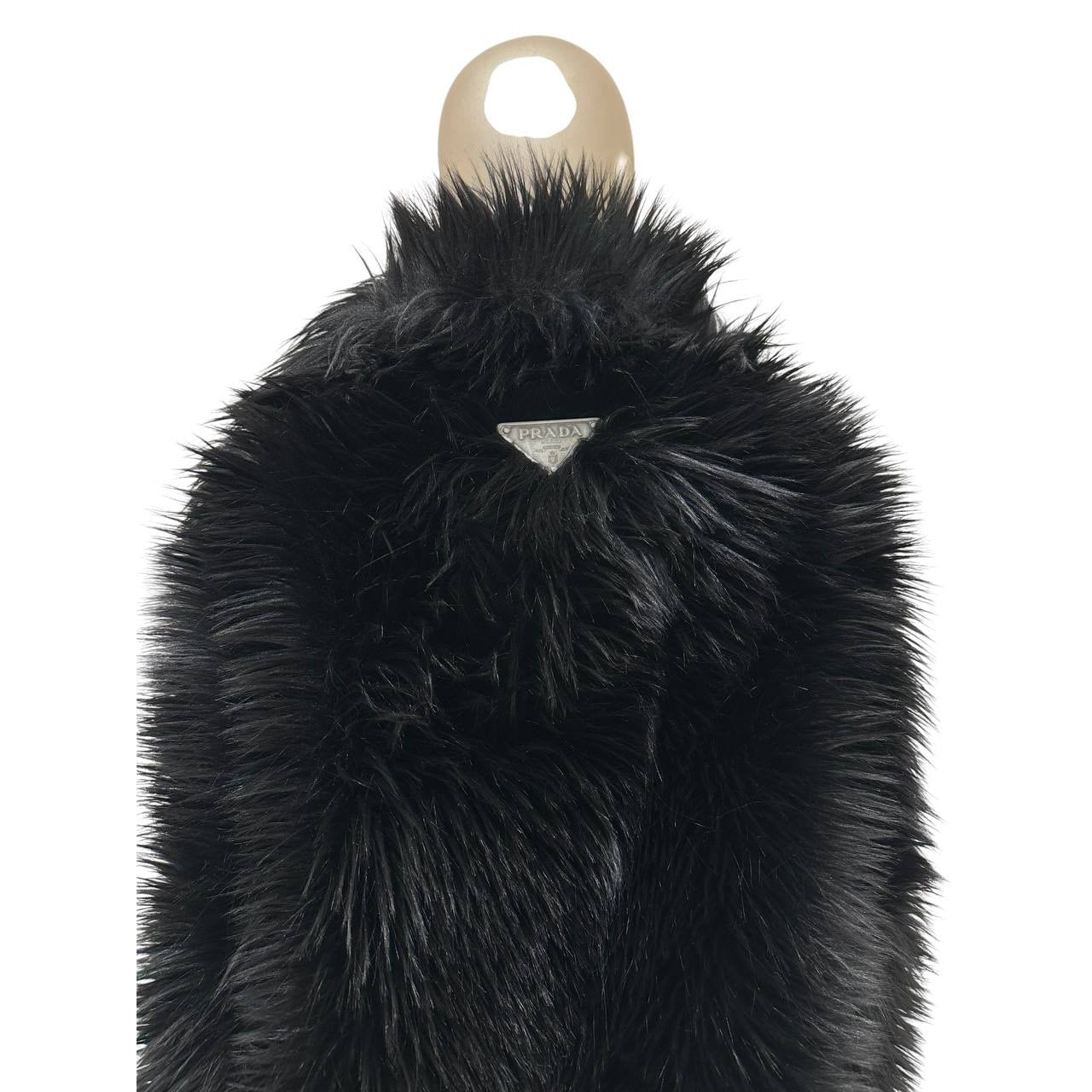 Prada 2011 Black Faux Fur Coat  Sz.40 pre-owned