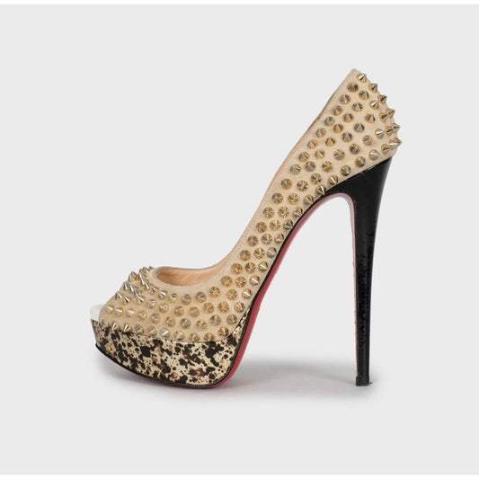 Christian Louboutin Beige Suede Spike Heels Size 37.5Pre-owned