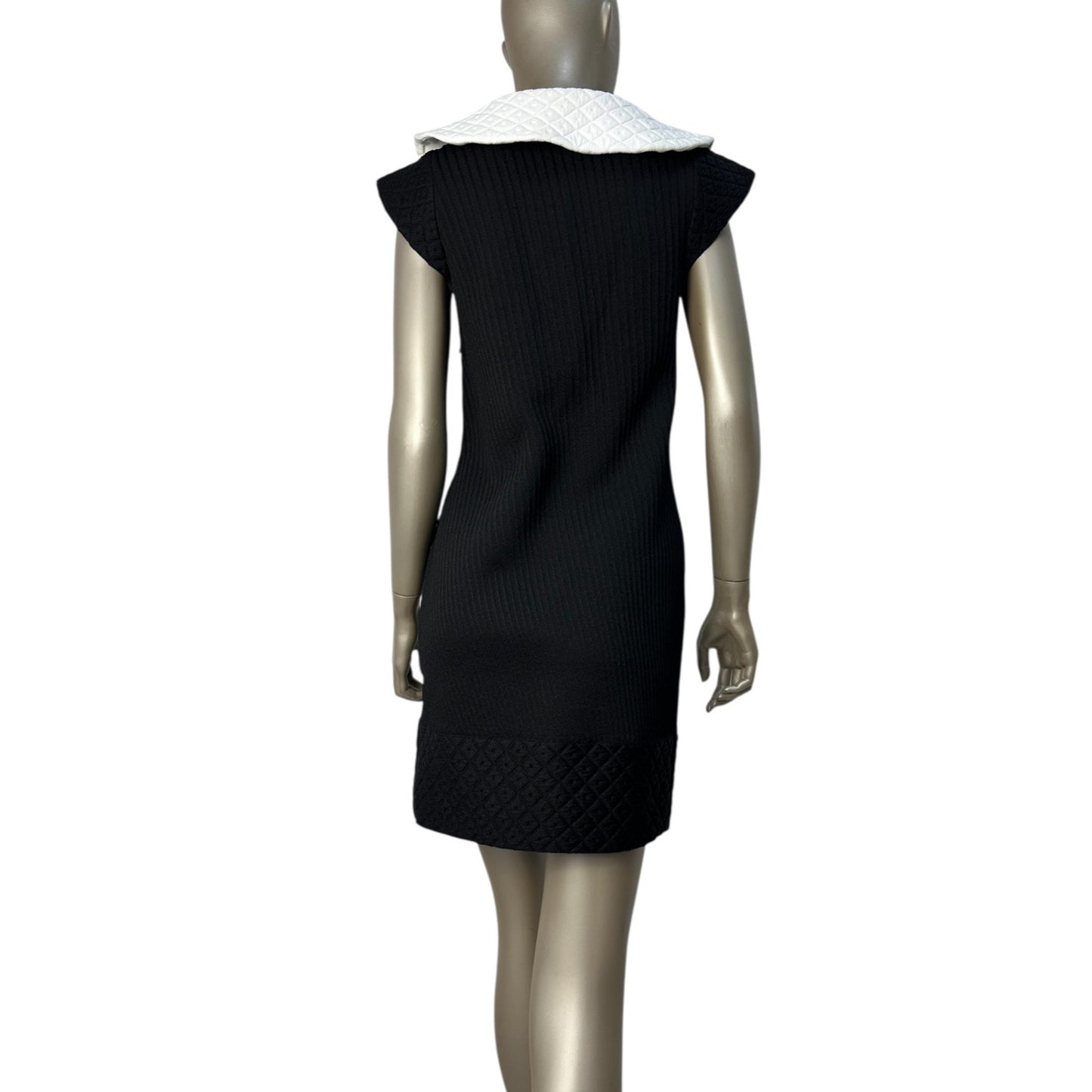 Chanel Black Mini Dress with White Collar - Size 38 Pre-owned