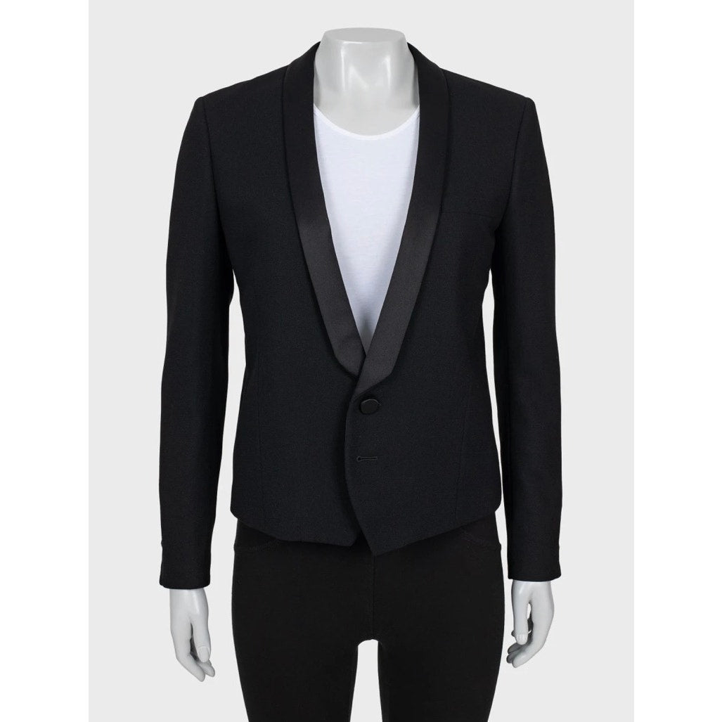 Saint Laurent Black Wool Jacket with Satin Lapels Sz.40/ L Pre-owned