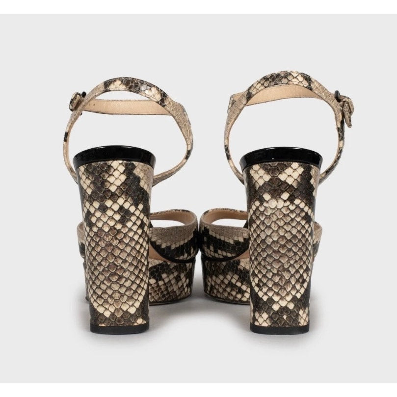 Jimmy Choo Animal Print Leather Block Heel Sandals 36 Pre-owned