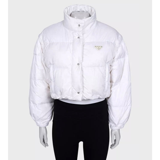 Prada Cropped Logo Down Jacket White IT 38 / XS Pre-owned
