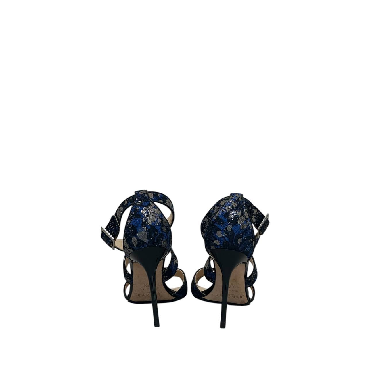 Jimmy Choo Blue Crossover Strap Sandals - Sz 37.5 Pre-owned
