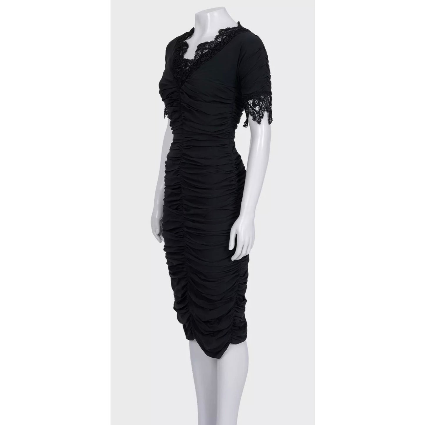 NWOT Dolce & Gabbana Black Draped Lace Dress - Size S pre-owned