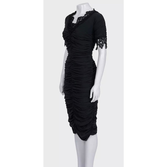 NWOT Dolce & Gabbana Black Draped Lace Dress - Size S pre-owned
