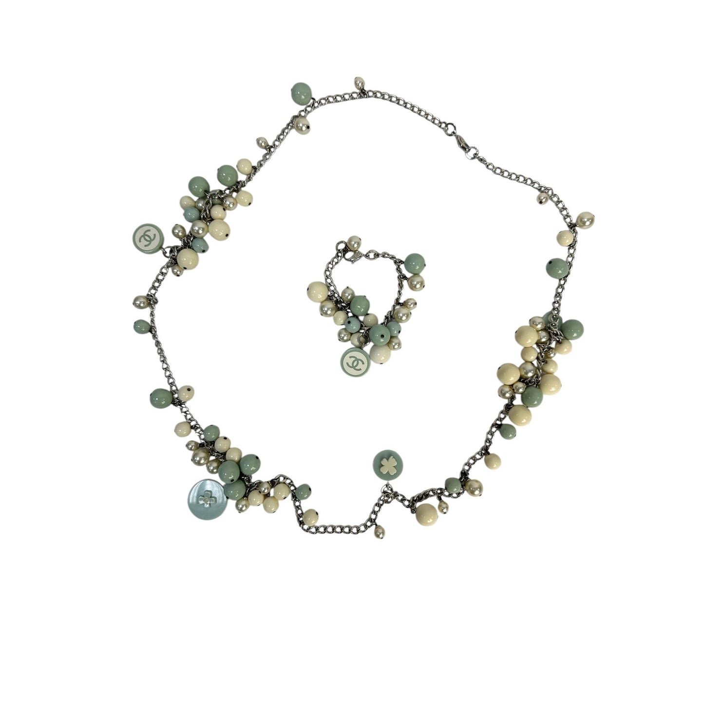 Chanel pastel jewelry set of necklace and bracelet