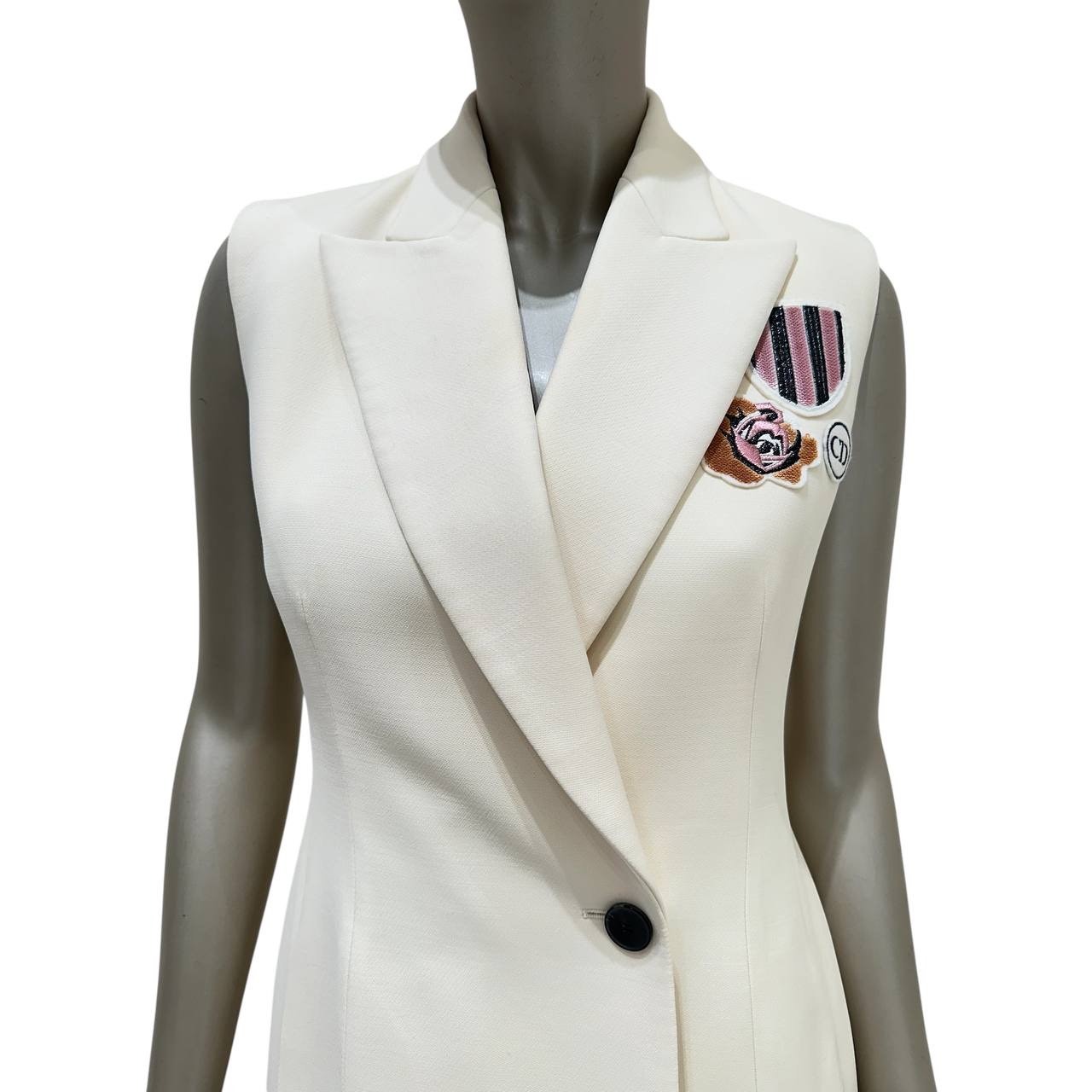 Christian Dior Cream Wool & Silk Vest Dress - Size 38 pre-owned