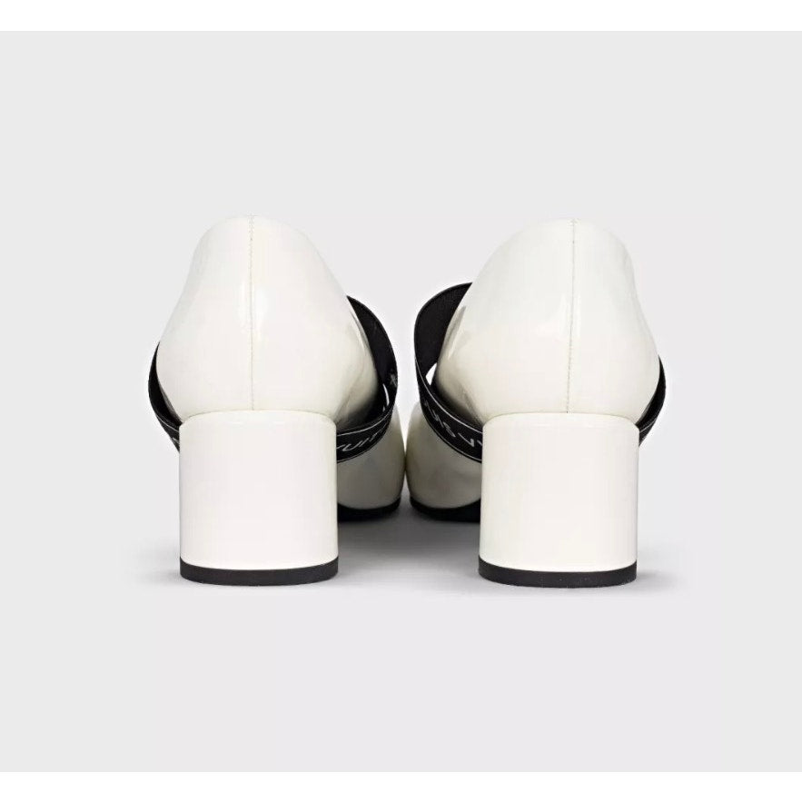 Louis Vuitton White Patent Leather Elastic Heels 38 Pre-owned