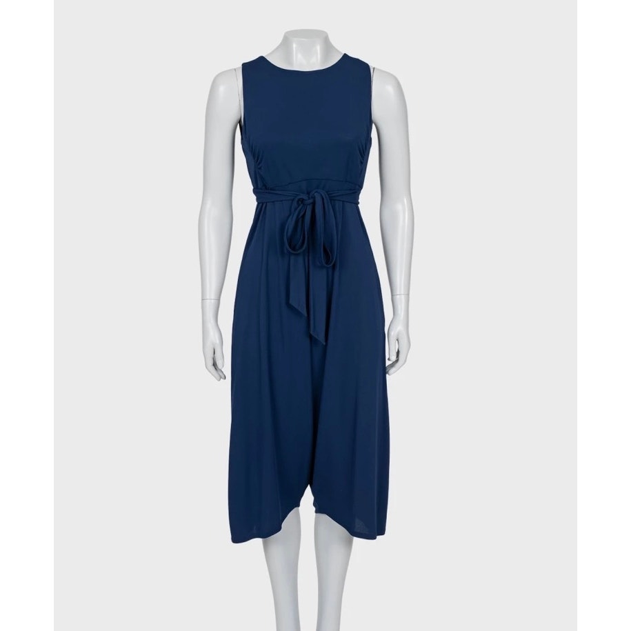 Saint Laurent Blue Viscose Tie Waist Jumpsuit - Size M pr-owned