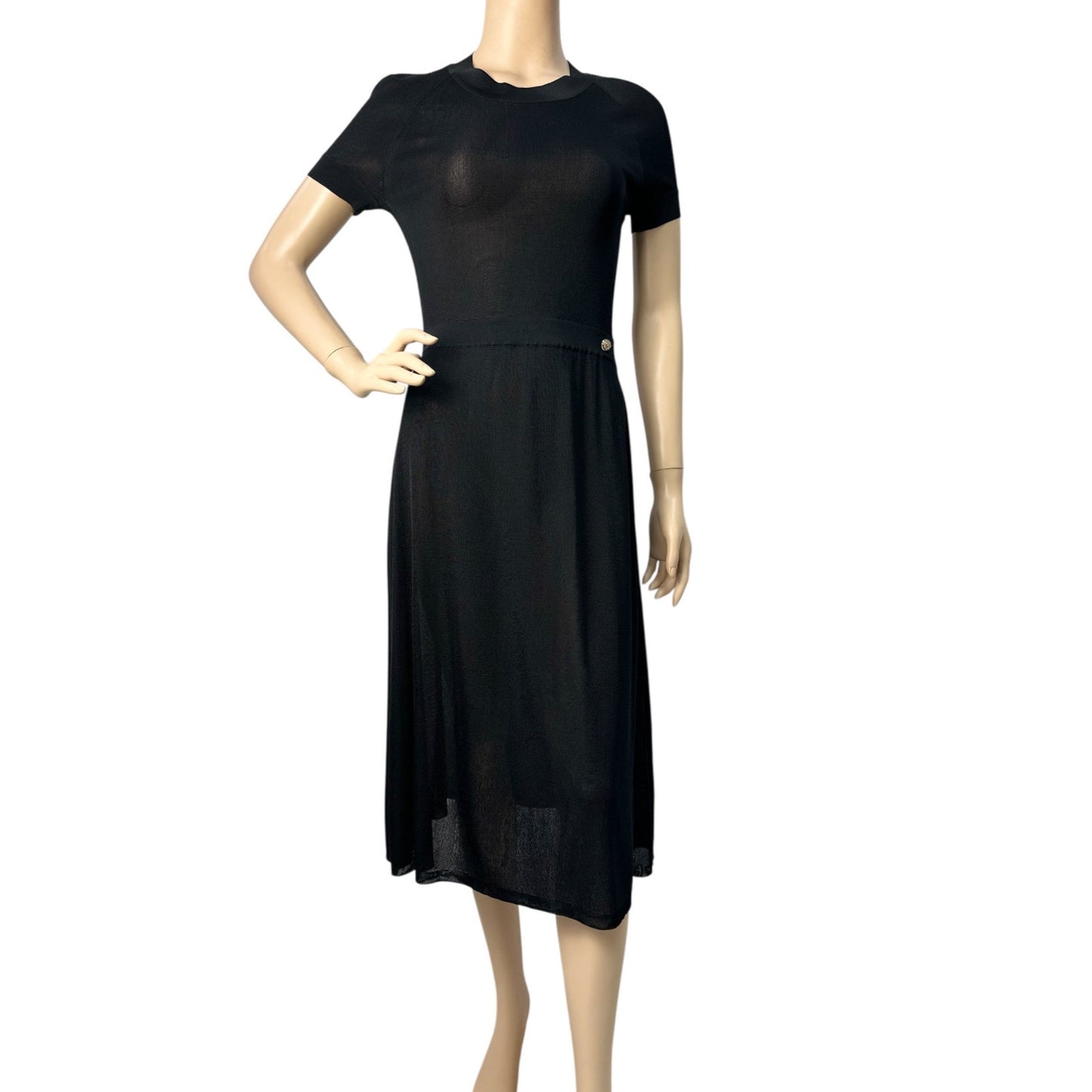 Chanel Black Knitted Midi Dress Sz.38 Pre-owned