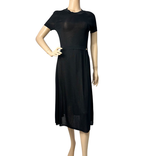 Chanel Black Knitted Midi Dress Sz.38 Pre-owned