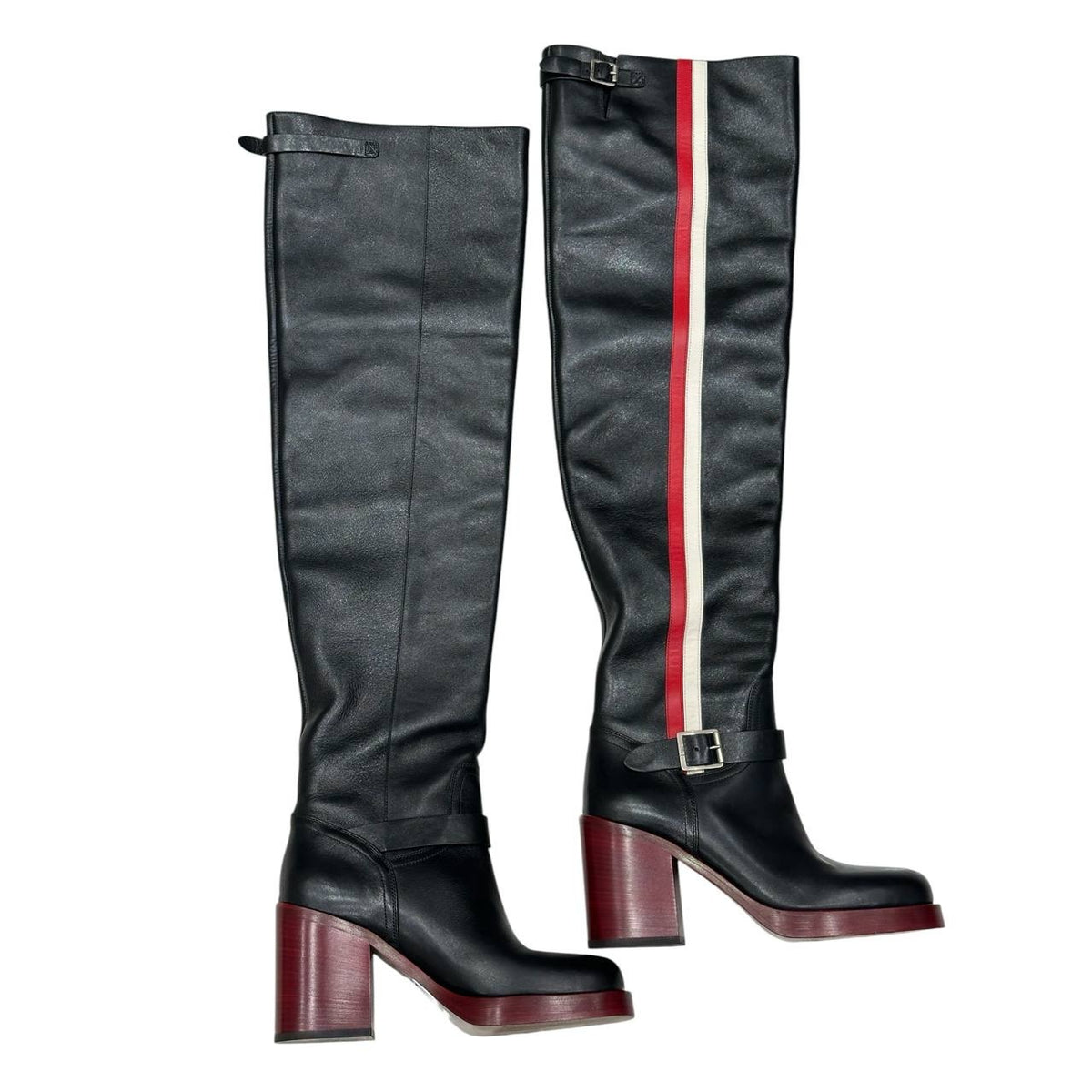 Stunning Diorider Black Leather Knee-High Boots EU 38 Pre-owned