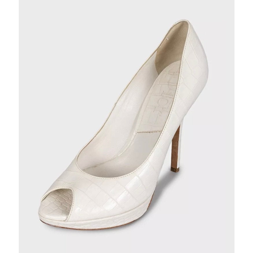 Christian Dior White Embossed Leather Stiletto Heels Sz.38.5 Pre-owned