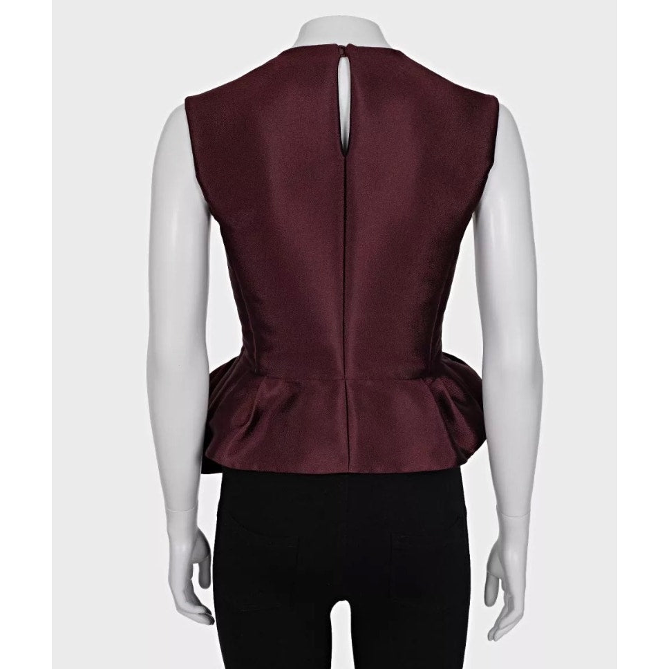 Christian Dior Burgundy Silk Blend Peplum Top - Size M / FR38 Pre-owned