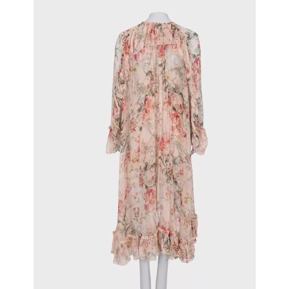 Zimmermann Beige Silk Floral Dress  Sz.2/M Pre-owned