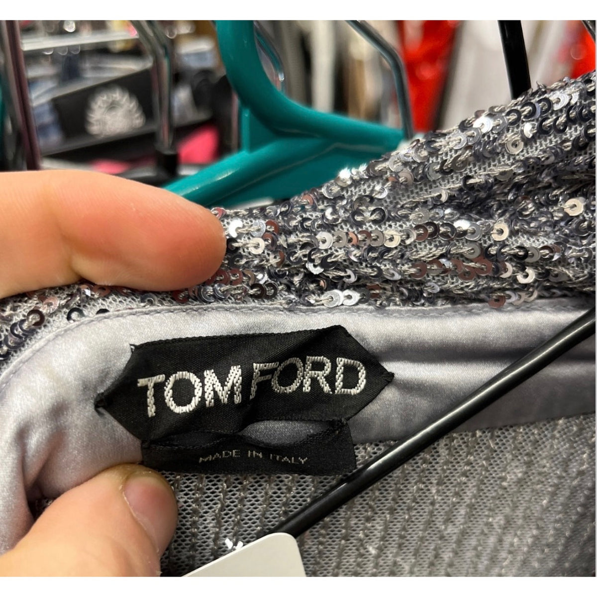 Tom Ford SS22 Silver Sequin Blouse Sz.42 Pre-owned