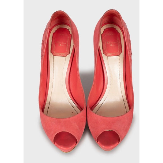 Christian Dior Pink Suede Open Toe Stiletto Pumps Sz.39 Pre-owned