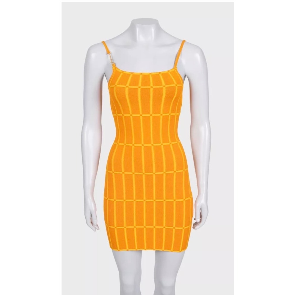 NWOT Jacquemus Maille Malha Orange Knit Mini Dress EU 36 Pre-owned