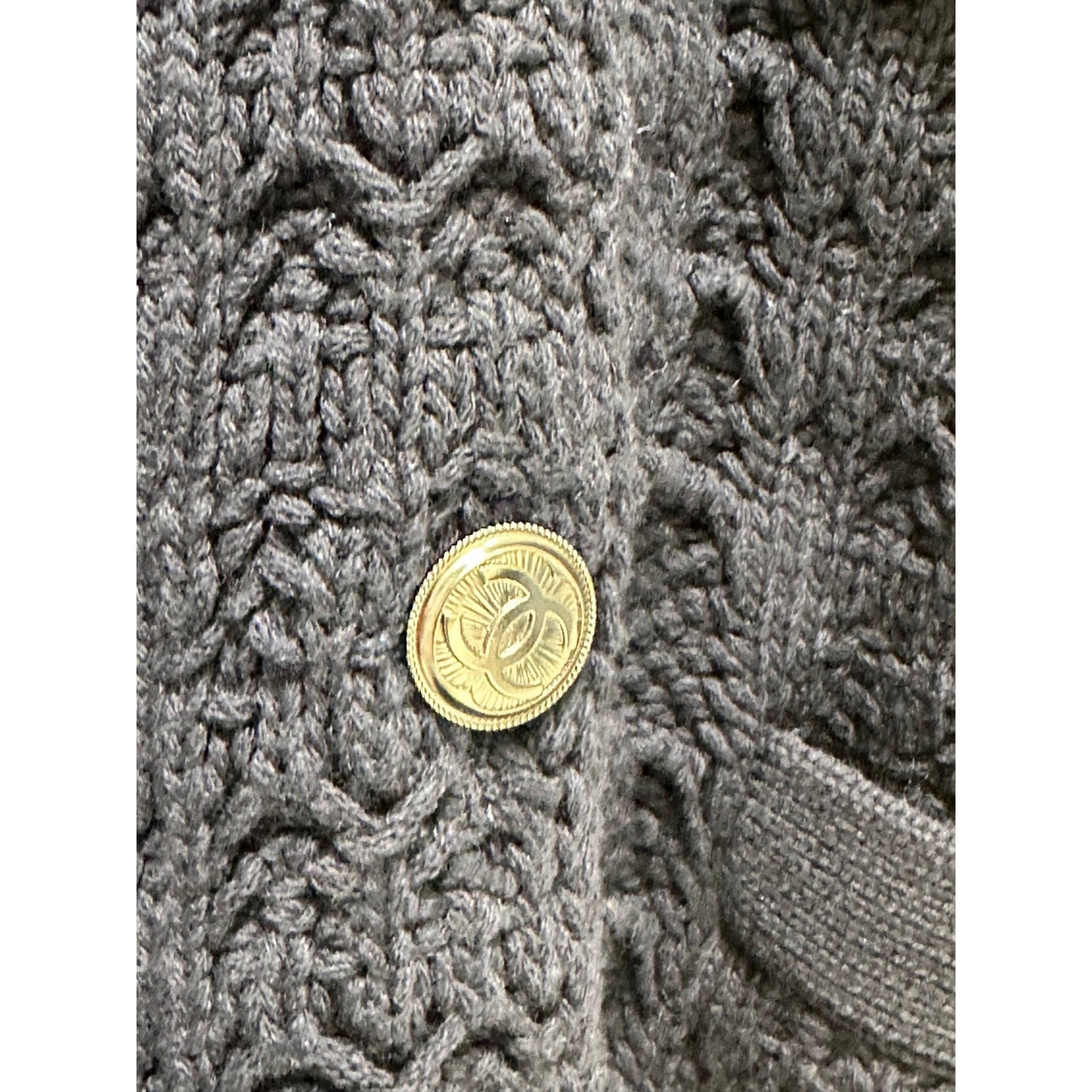 Chanel 13B Black Wool Cashmere Chunky Knit Sweater Coat Sz.38 Pre-owned