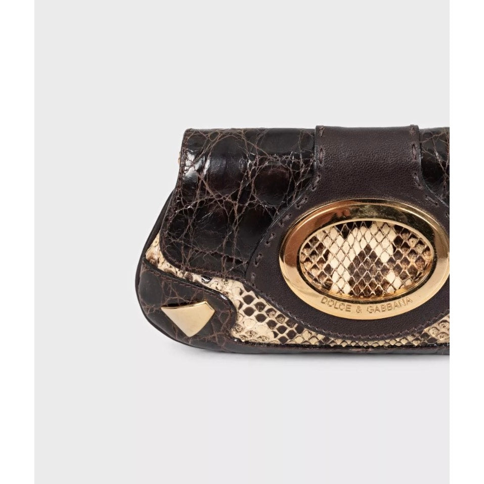 Dolce & Gabbana Brown Python Print lambskin Leather Crossbody Bag pre-owned