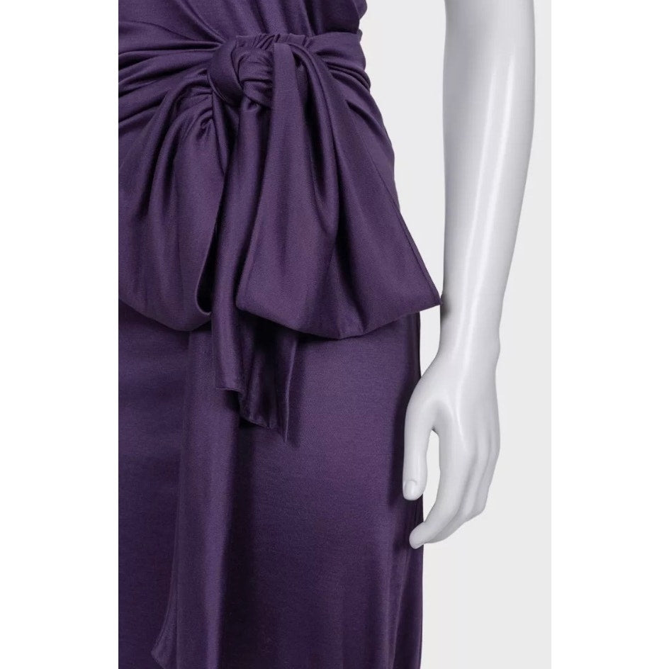 Saint Laurent Violet 100% Silk Belted Dress - Size S Pre-owned