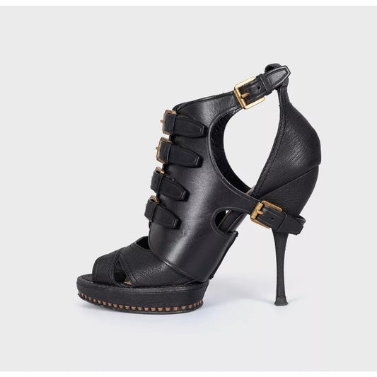 Christian Dior Black Leather Stiletto Heels 38.5 Pre-owned