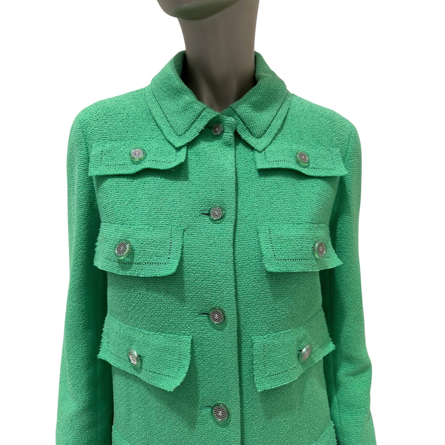 Chanel Cruise 2020 Look 16 Green Bouclé Jacket Size FR 40 Pre-owned