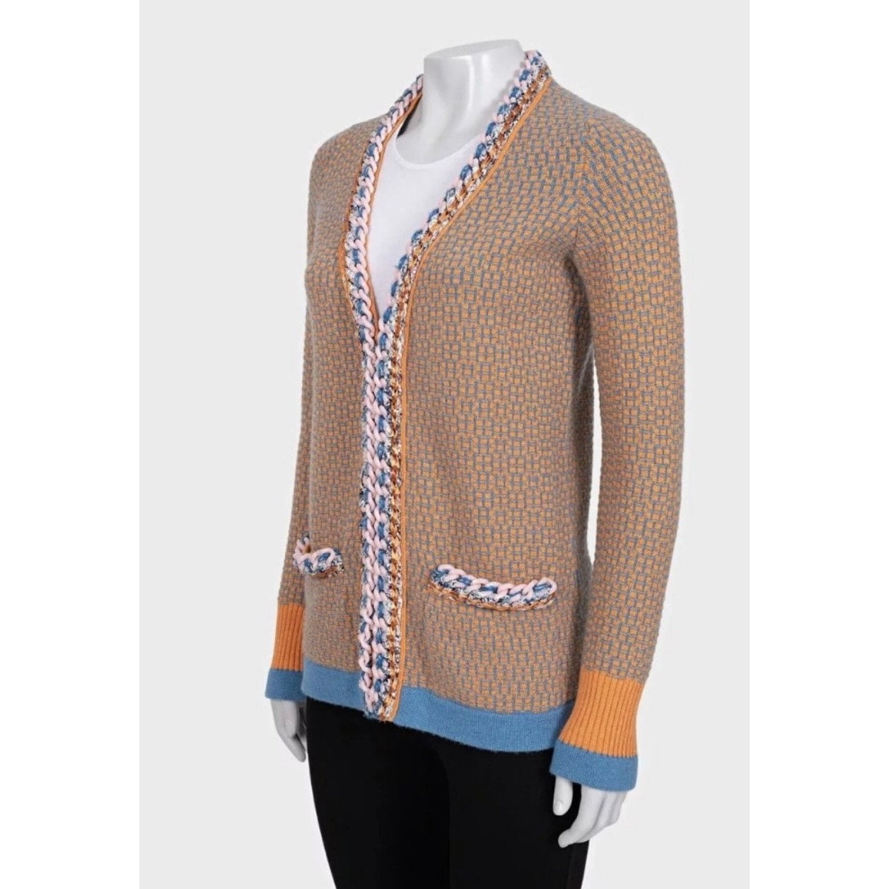 Chanel Checked Cashmere Cardigan Sz.36 Pre-owned