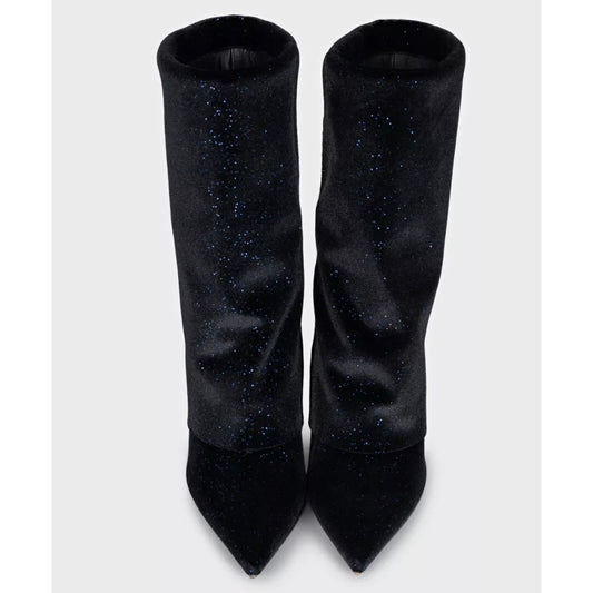 Balmain Blue Sequin Pointed Toe Stiletto Boots Sz.37 Pre-owned