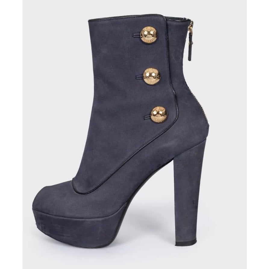 Louis Vuitton Grey Suede Open-Toe Booties EU 38 pre-owned