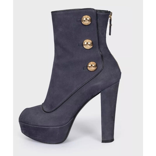 Louis Vuitton Grey Suede Open-Toe Booties EU 38 pre-owned