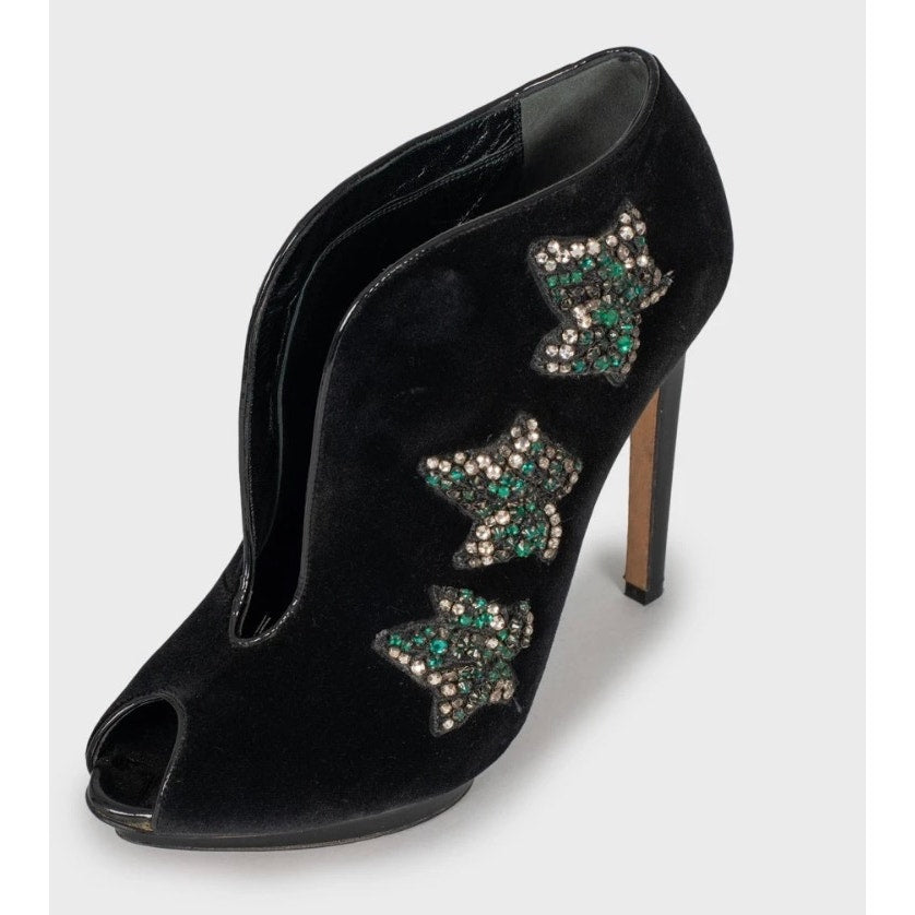 Alexander McQueen Black Suede Crystal Embellished Pumps sz.39 pre-owned