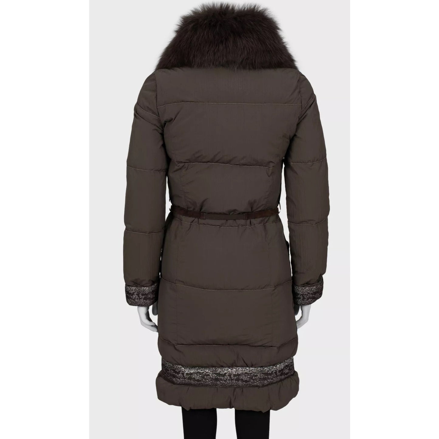 Roberto Cavalli Class Brown  Detachable Fur Down Coat Sz.36 pre-owned