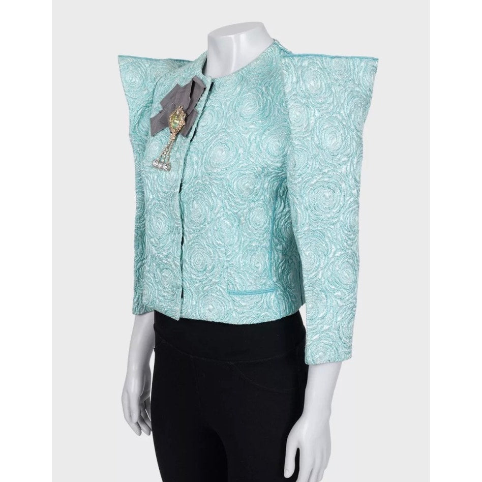 Dolce & Gabbana Shimmering  Chic Accented Shoulders Jacket Sz.44 Pre-owned