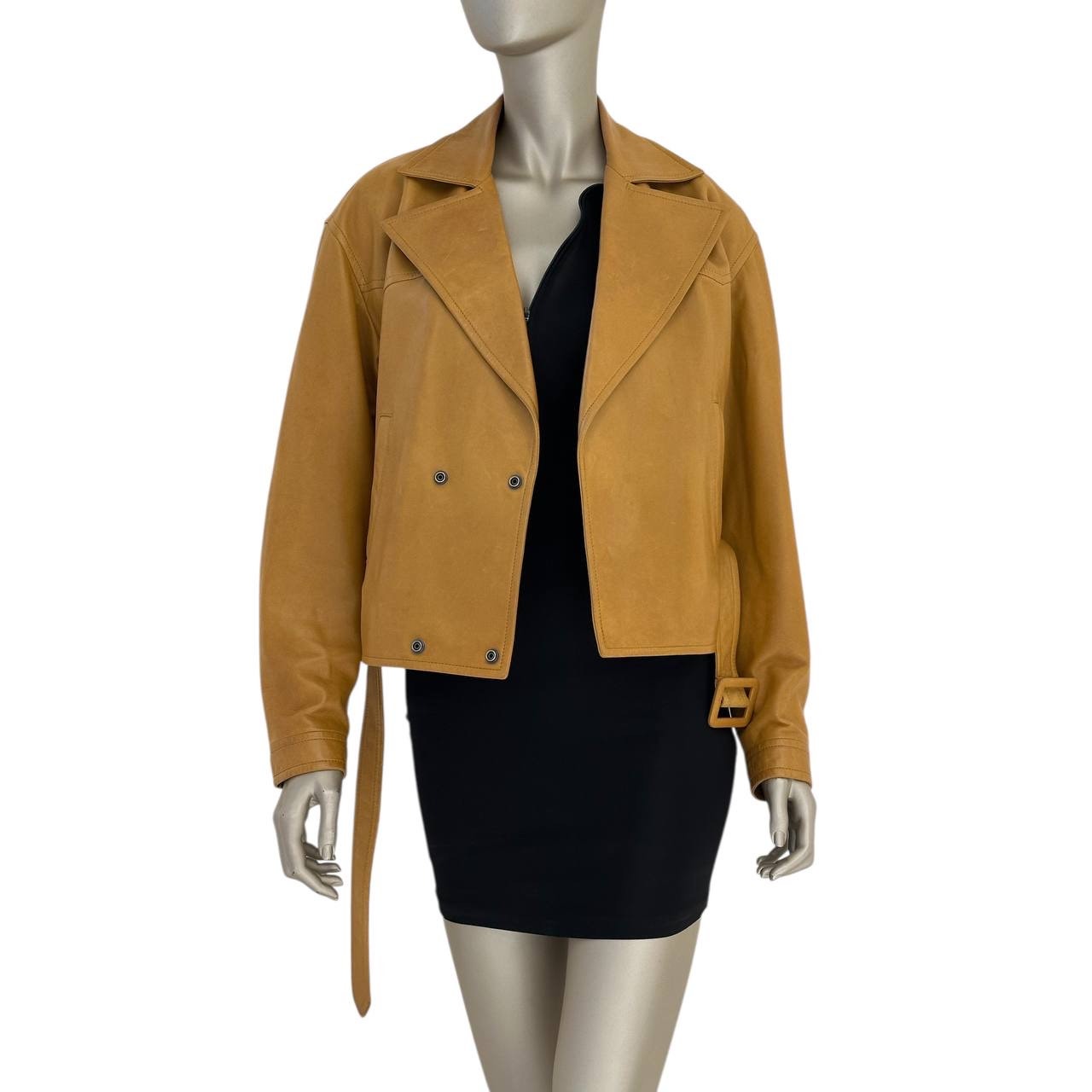 Saint Laurent Women's Brown Leather Double Breasted Jacket Pre-owned