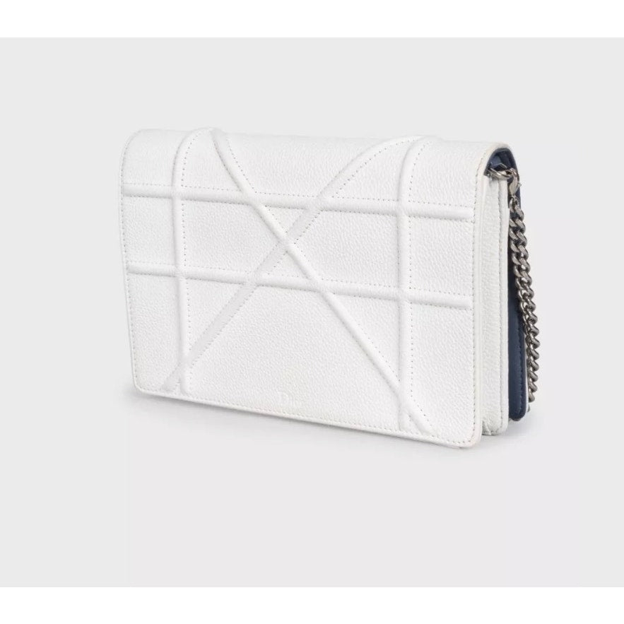 Diorama White Leather Chain Crossbody Wallet Pre-owned
