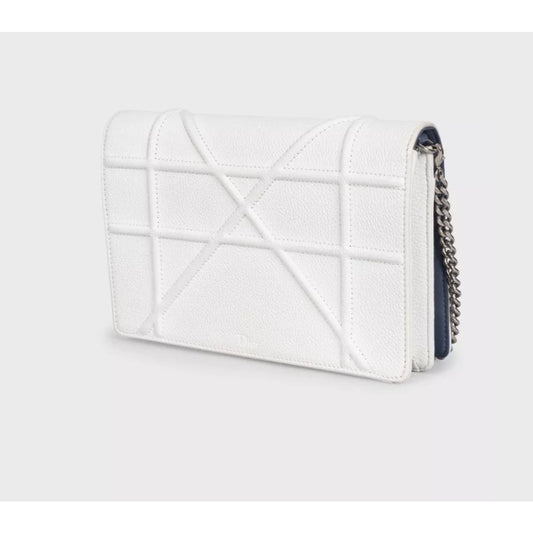Diorama White Leather Chain Crossbody Wallet Pre-owned
