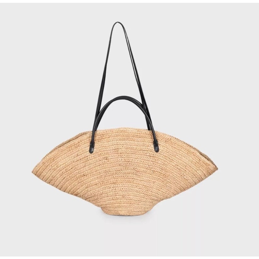 NWT Jil Sander Sombrero Straw & Leather Tote Bag Pre-owned