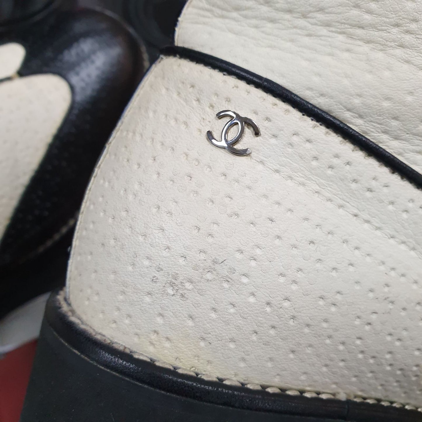 Authentic Chanel Black & Beige Combat Boots - Size 40 Pre-owned