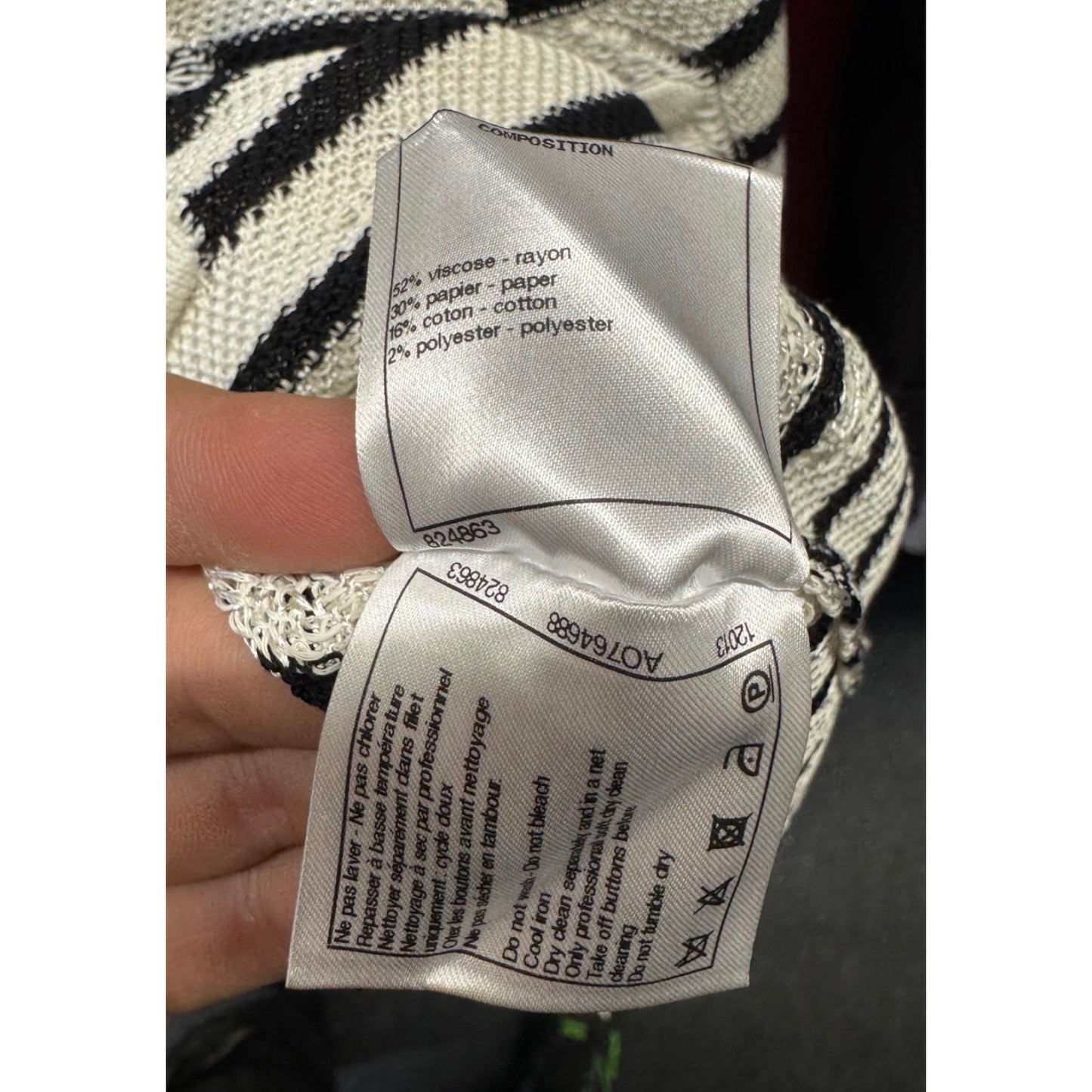 Chanel Black & White Striped Embroidered Suit Sz.36 Pre-owned