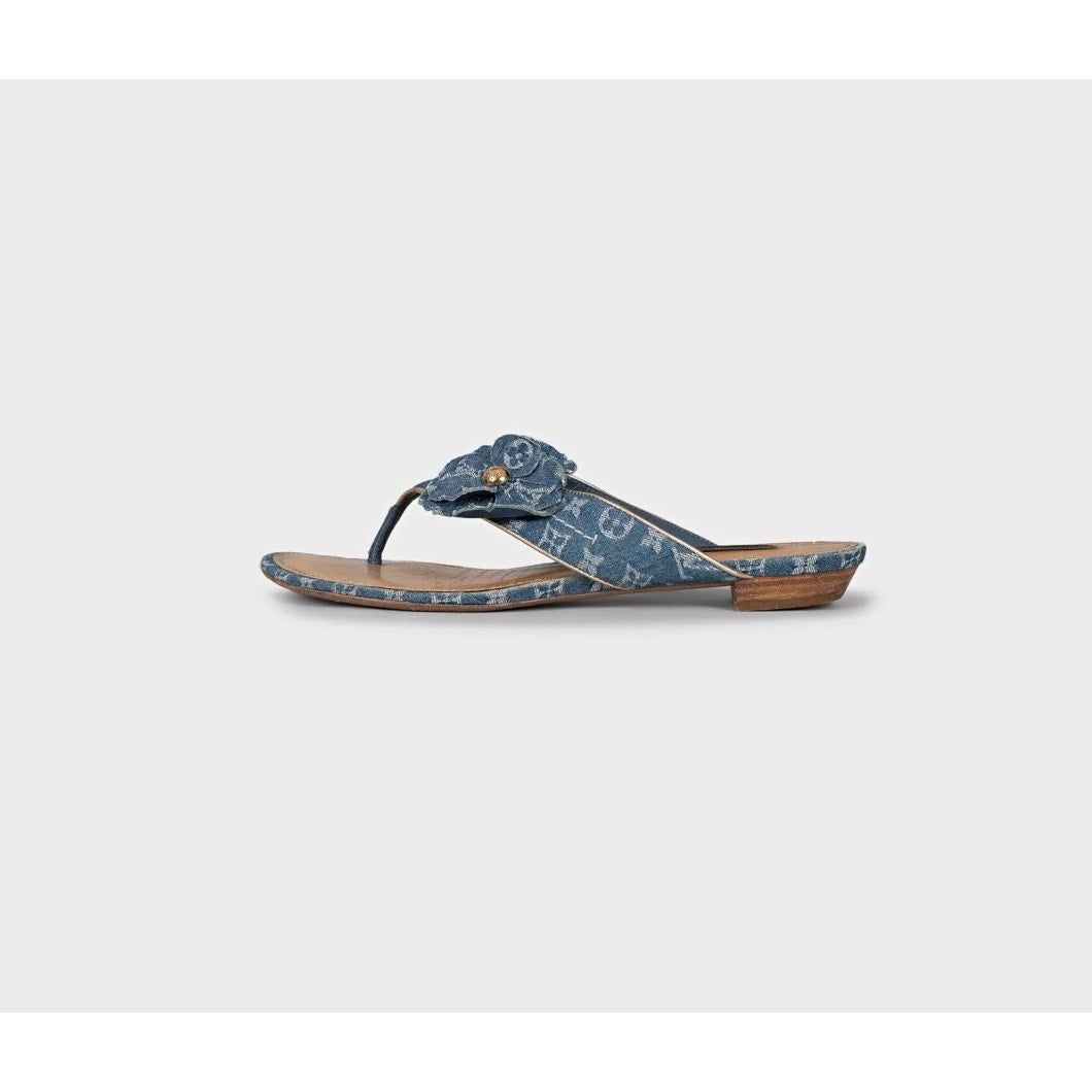 Louis Vuitton Denim Monogram Flip-Flops – Size 39 Pre-owned