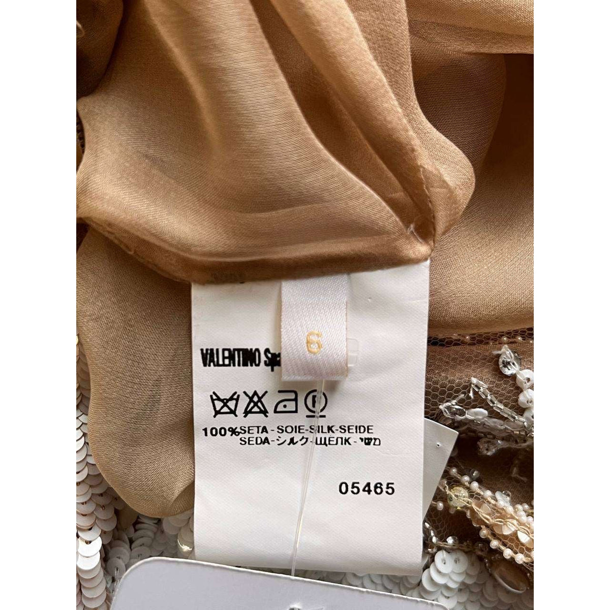 Valentino Beige Silk Embellished Dress | UK 6 XS Pre-owned