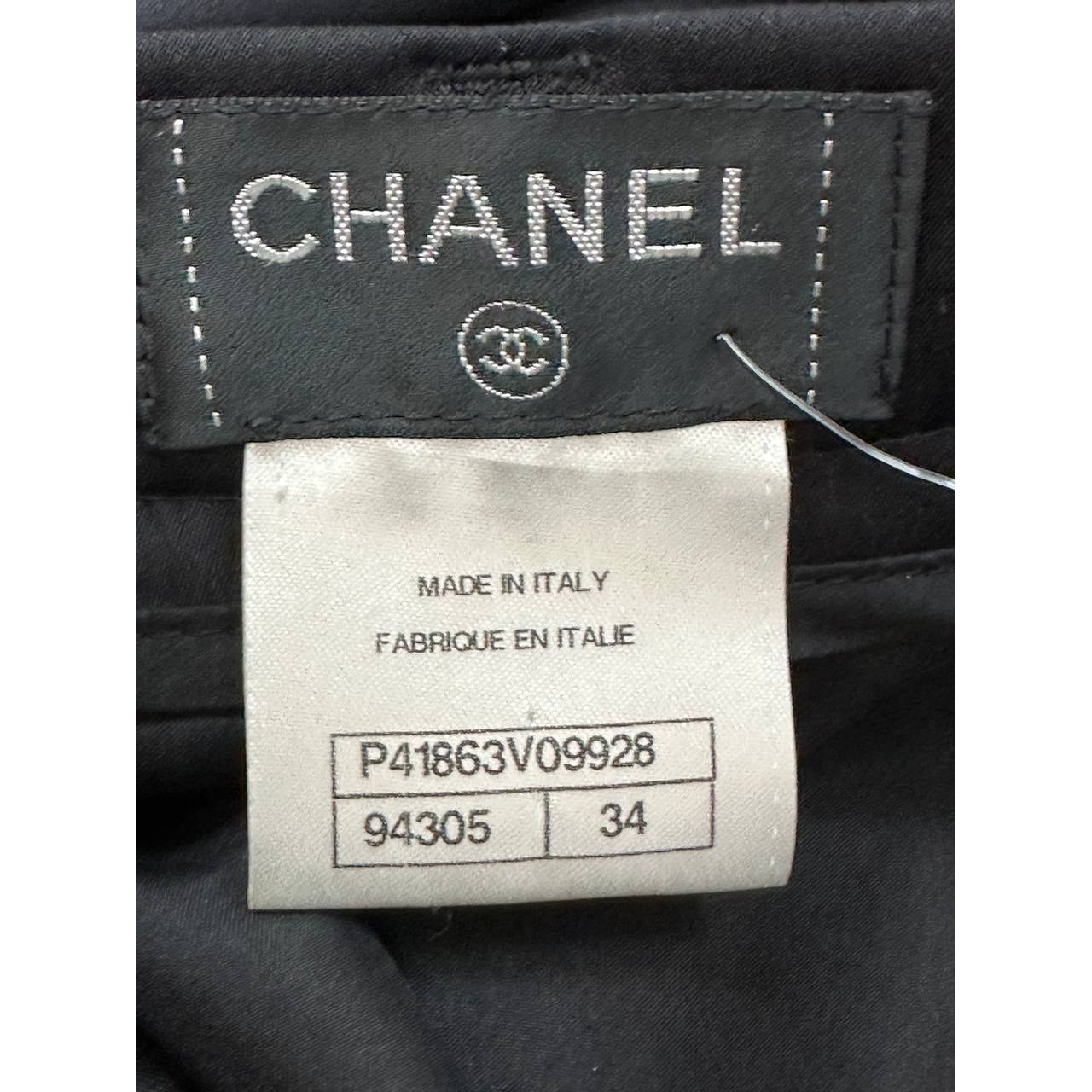 CHANEL Black Silk Straight Leg Pants  Size 34 Pre-owned