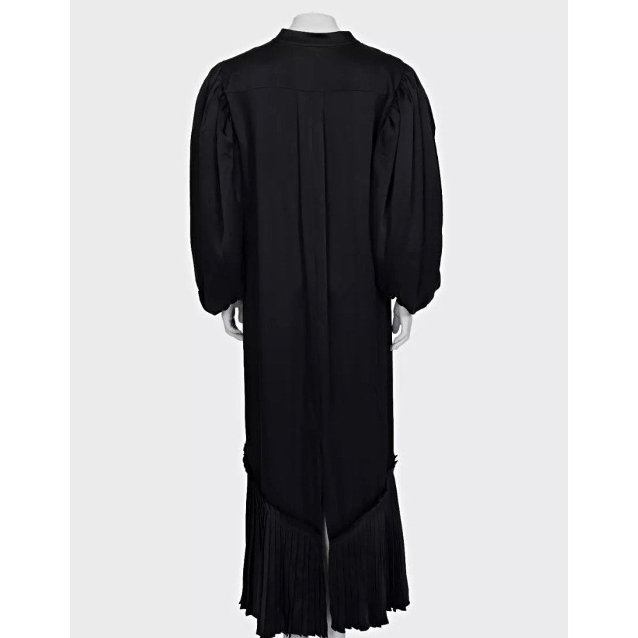 Khaite Black Lace-Up Maxi Dramatic Puff Sleeves Dress Sz.L pre-owned