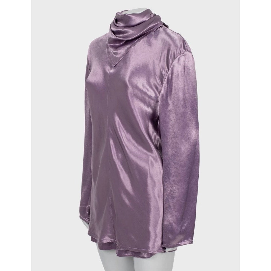 Bottega Veneta Purple Cupro Shorts & Blouse Set IT42 Pre-owned