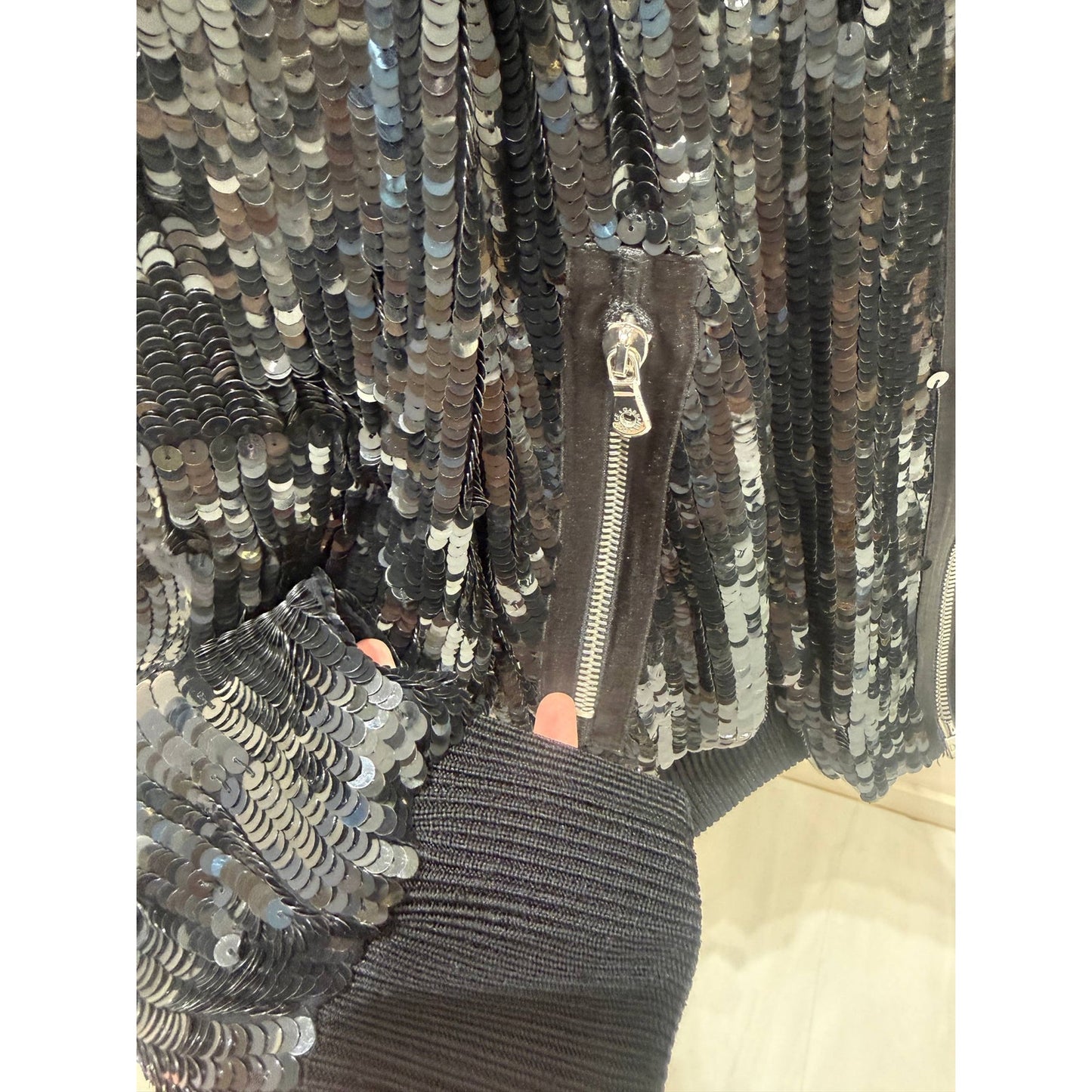 Dolce & Gabbana Black Sequin Bomber Jacket Sz.38 Pre-owned