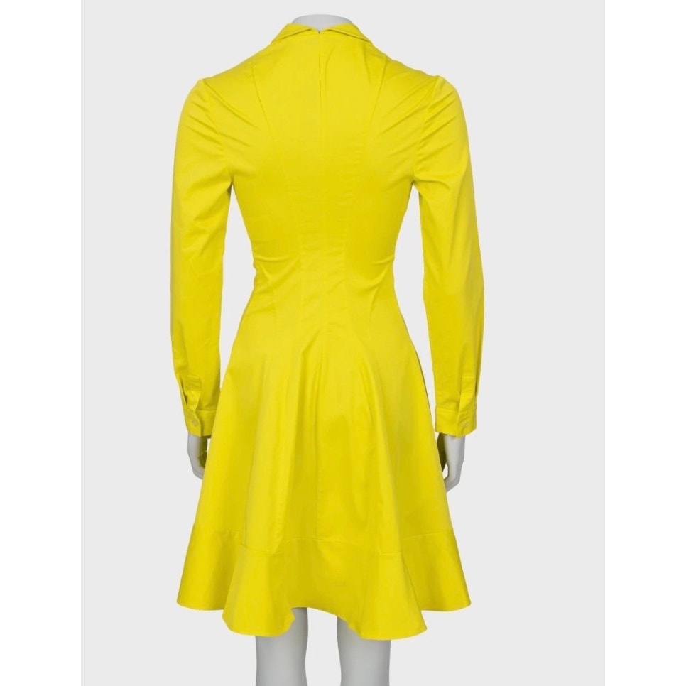 Christian Dior Yellow Cotton Blend Fitted Shirt Dress IT 42/M Pre-owned