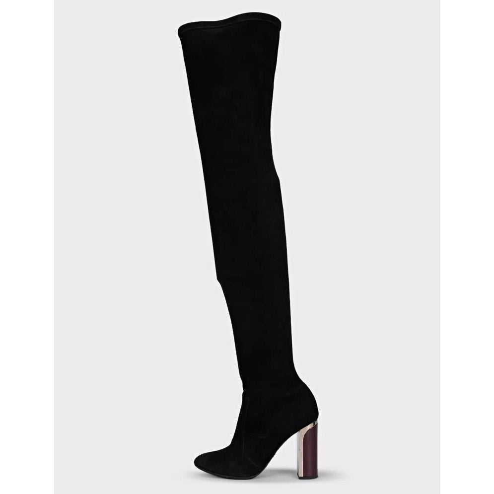 Christian Dior Black Suede Over-the-Knee Boots Sz.38 Pre-owned